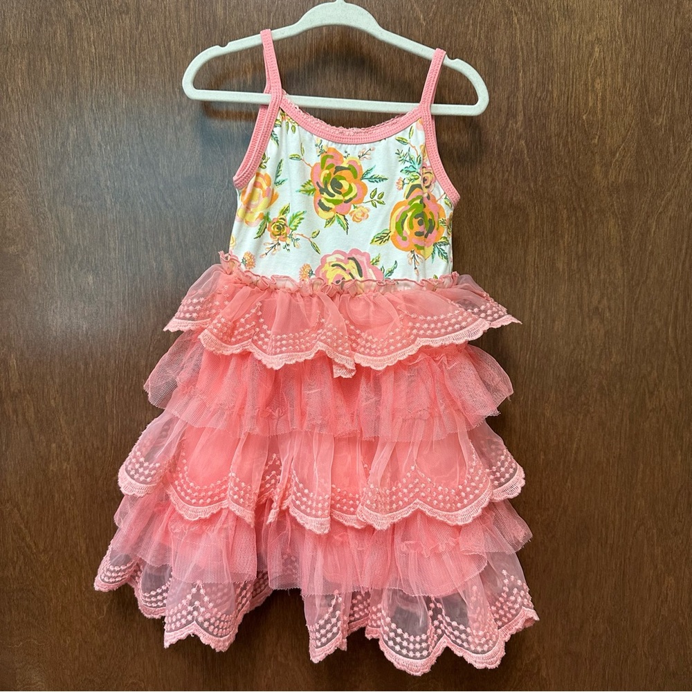 Matilda Jane “Musical Chairs” Sleeveless Tutu Dress Toddler girls 4 floral pink